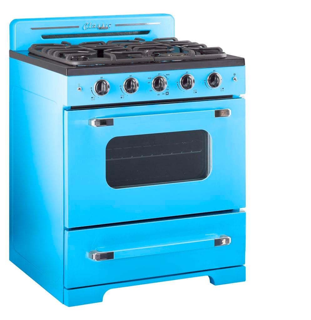 Unique Natural Gas Range/Stove Classic Retro Unique 30" Convection Gas Range (Electronic Ignition) in Robin Egg Blue UGP-30CR RB