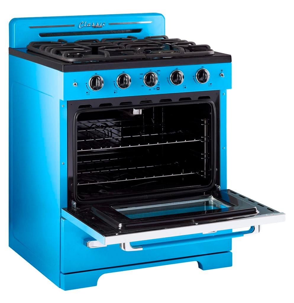 Unique Natural Gas Range/Stove Classic Retro Unique 30" Convection Gas Range (Electronic Ignition) in Robin Egg Blue UGP-30CR RB