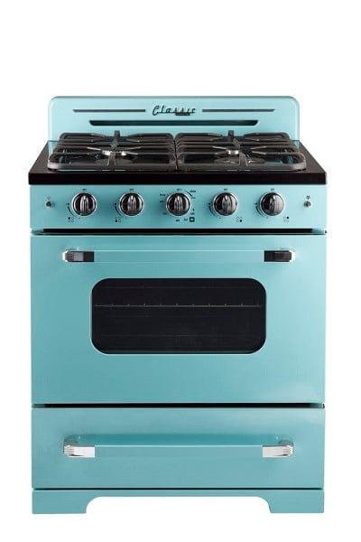 Unique Natural Gas Range/Stove Classic Retro Unique 30" Convection Gas Range (Electronic Ignition) in Turquoise UGP-30CR T