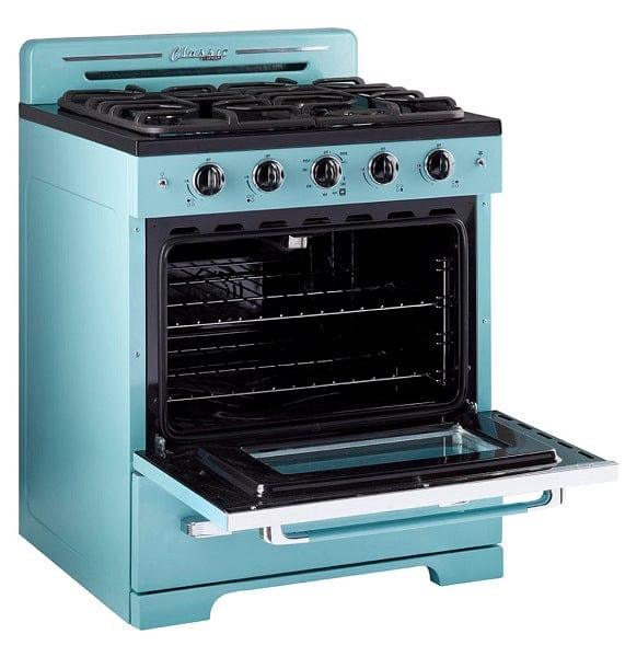 Unique Natural Gas Range/Stove Classic Retro Unique 30" Convection Gas Range (Electronic Ignition) in Turquoise UGP-30CR T