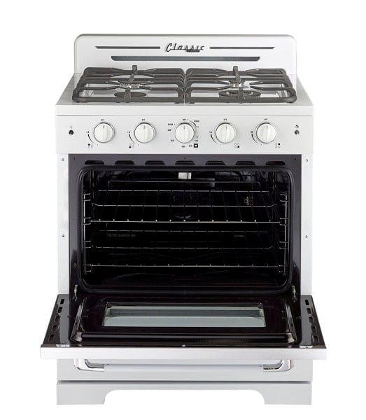 Unique Natural Gas Range/Stove Classic Retro Unique 30" Convection Gas Range (Electronic Ignition) in White UGP-30CR W