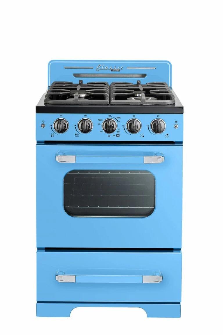 Unique Natural Gas Range/Stove Unique 24' Classic Retro Robin Egg Blue Range UGP-24CR RB