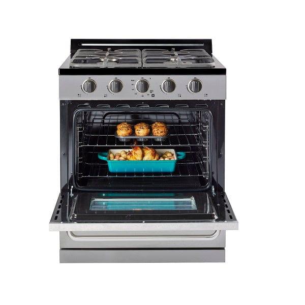 Unique Propane Range /Stove Unique 30" Propane Range Battery Ignition Variable BTU Sealed Burners Cast Iron Grates Window UGP-30G OF2 S/S