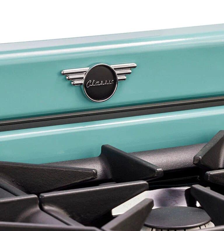 Unique Convection Gas Range Unique 36' Classic Retro Ocean Mist Turquoise Range With FR Triple Crown Burner UGP-36CR T