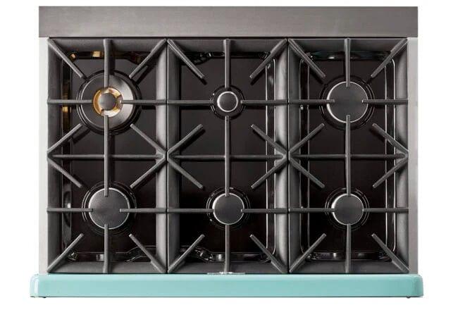 Unique Convection Gas Range Unique 36' Classic Retro Ocean Mist Turquoise Range With FR Triple Crown Burner UGP-36CR T