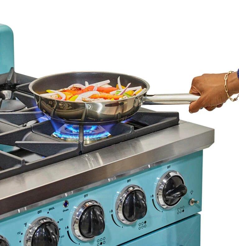 Unique Convection Gas Range Unique 36' Classic Retro Ocean Mist Turquoise Range With FR Triple Crown Burner UGP-36CR T