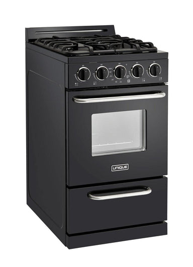 Unique Propane Range /Stove Unique Classic 20" Propane Range Battery Ignition Variable BTU sealed burners Cast iron grates Window UGP-20G OF1 B