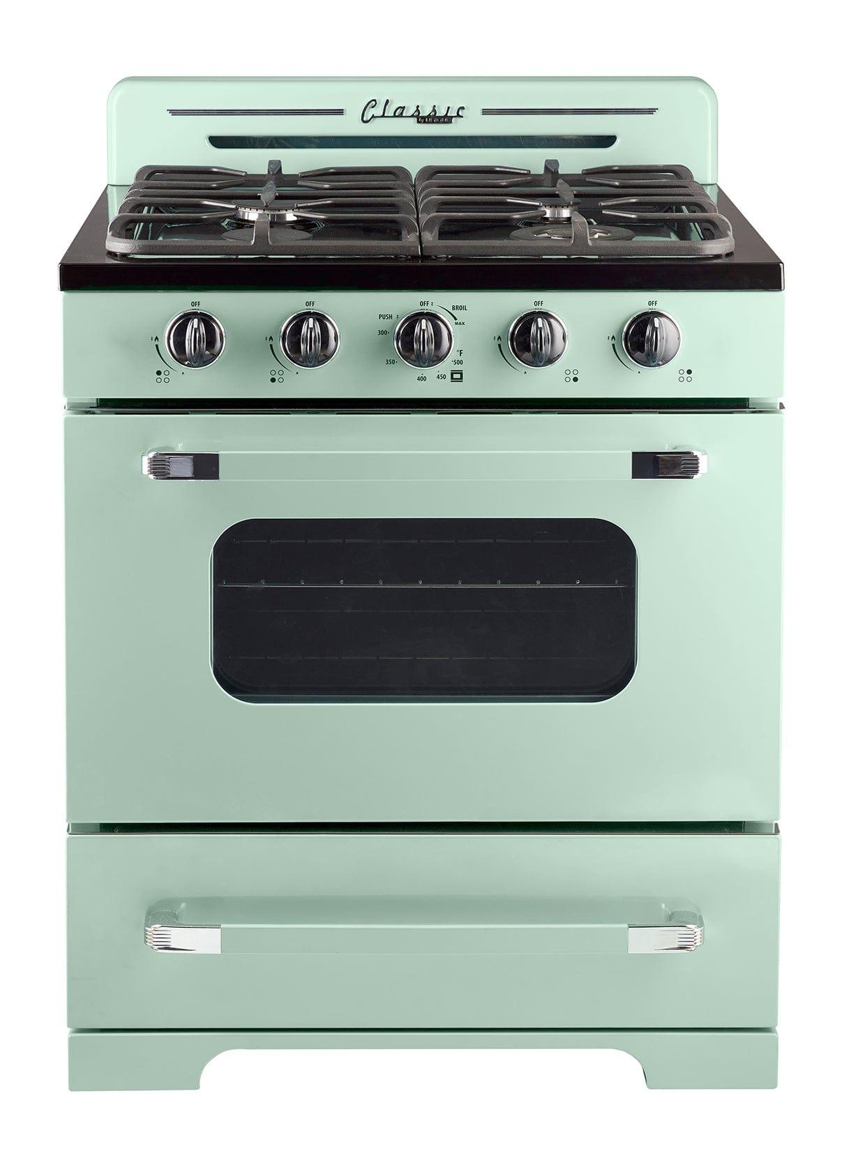Unique Propane Range /Stove Unique Classic Retro 30" Off Grid (Battery Ignition) Propane Range in Light Green UGP-30CR OF2 LG