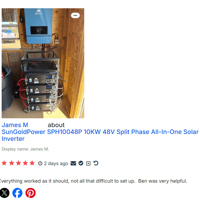 Our Latest 5-Star Review for the Popular Sungold Power 10 Kw Off-Grid inverter
