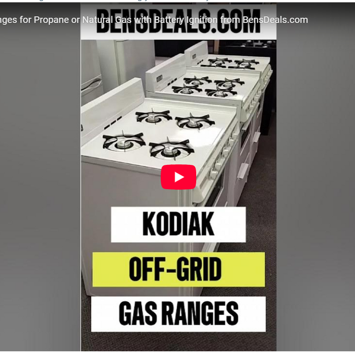 Video presenting the Kodiak brand of off-grid propane gas ranges and stoves