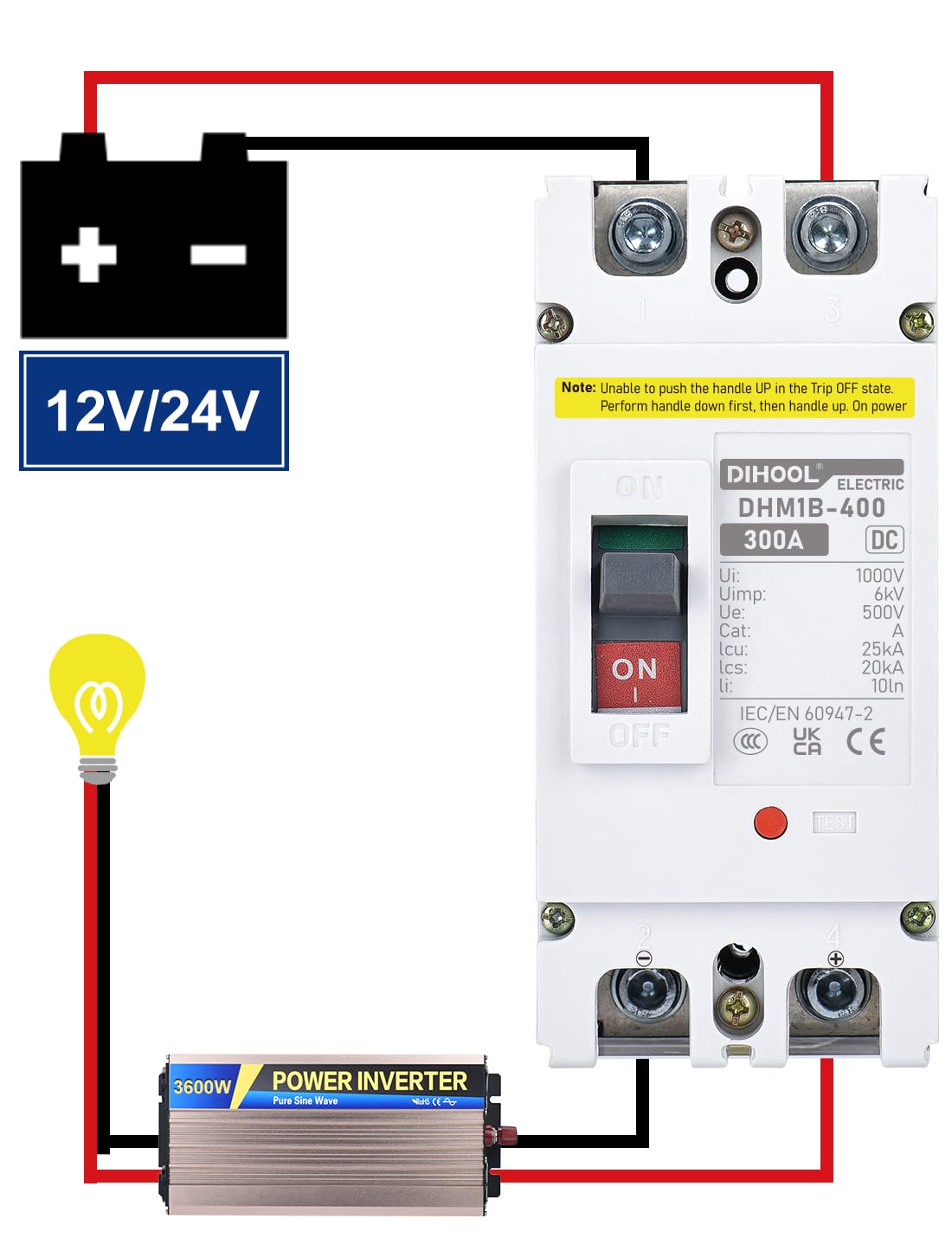 Ben's Deals Solar Power Kits Dihool 300 DC Battery Bank Disconnect Breaker