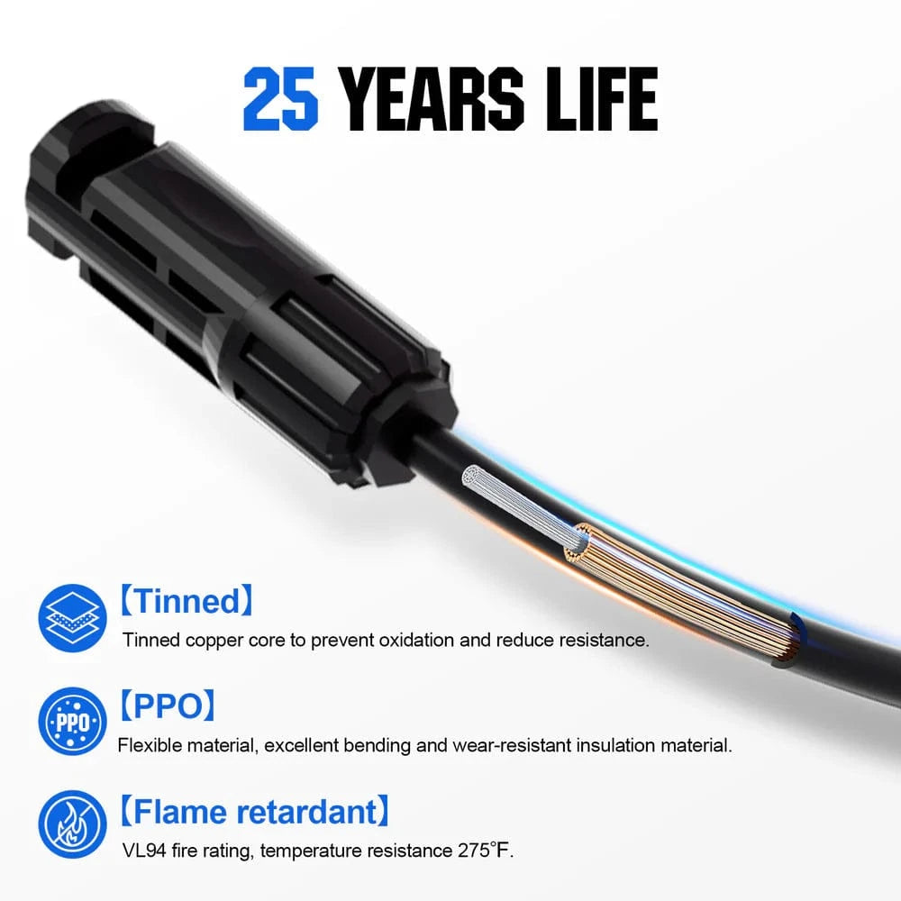 Ben's Deals Solar Accessories Eco-Worthy 12AWG 1 Pair Solar MC4 Y Parallel Branch Connectors MFF&FMM Pair