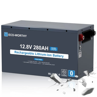 Ben's Deals 1 Pack Eco-Worthy 12V 280Ah Metal Case LiFePO4 Lithium Battery With Bluetooth and low-temp protection