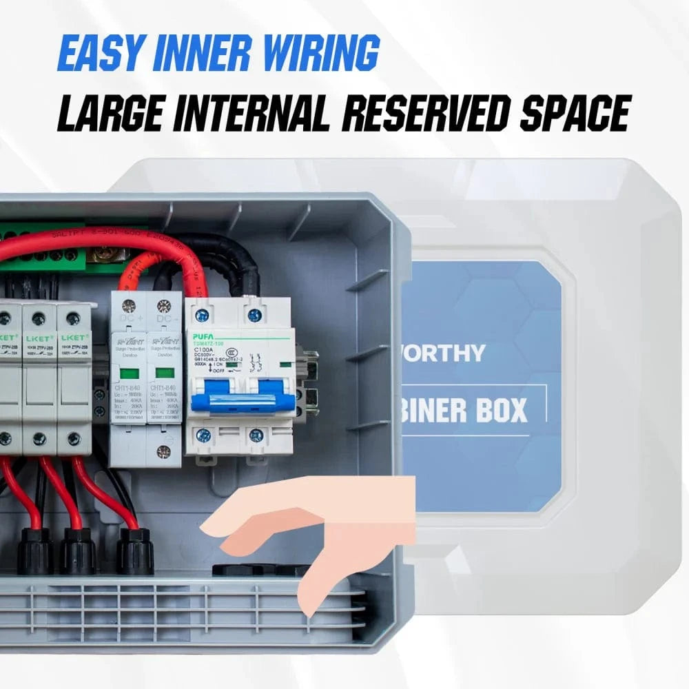 Ben's Deals Solar Accessories Eco-Worthy Upgraded 6 String PV Combiner Box with 25A Current Fuse & 125A Circuit Breaker