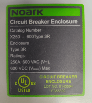 Ben's Deals Solar Power Kits Noark E3R-2AM2N250T22L | Double-Pole UL Listed 250A DC Breaker with Enclosure