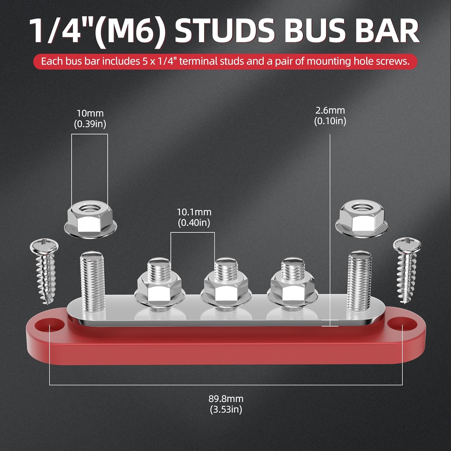 Ben's Deals Accessories One Pair Solar DC Busbars 150A 48v Rated Black and Red