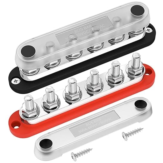 One Pair Solar DC Busbars 300A 48v Rated Black and Red - ... | Ben's Deals