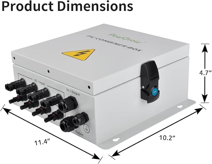 Ben's Deals Solar Accessories PV Combiner Box | 4 String Metal Solar Combiner Box with 15A Fuse