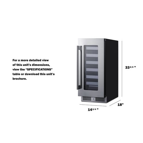 Ben's Deals Summit SDHW1532LHD 15" Wide Built-In Wine Cellar