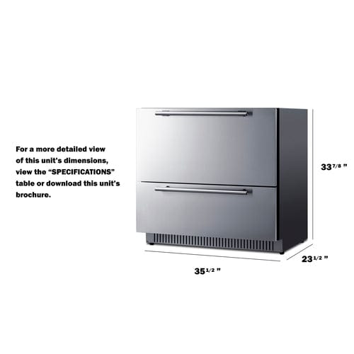 Ben&#39;s Deals Summit SPR36332D 36&quot; Wide 2-Drawer All-Refrigerator