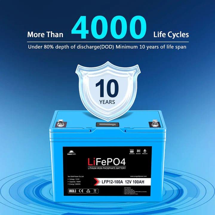Ben's Discount Supply Solar Batteries 12V 100AH LiFePO4 Deep Cycle Lithium Battery / Bluetooth /Self-Heating / IP65 - Free Shipping!