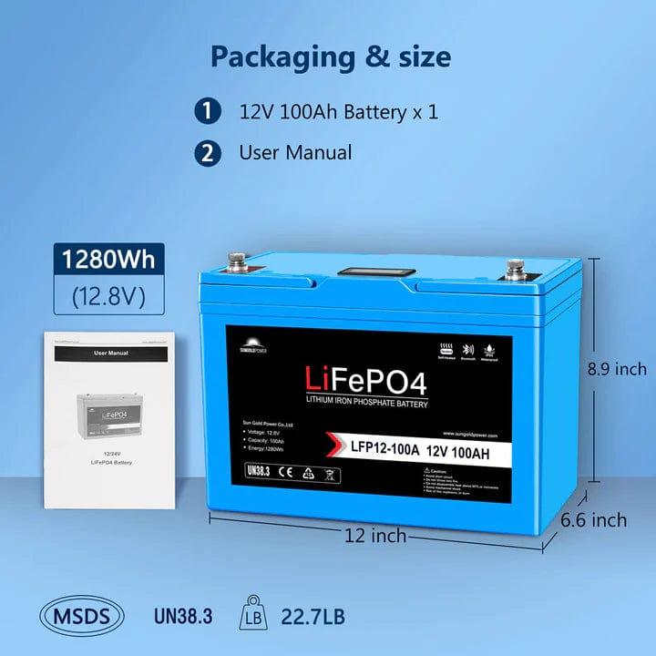 Ben's Discount Supply Solar Batteries 12V 100AH LiFePO4 Deep Cycle Lithium Battery / Bluetooth /Self-Heating / IP65 - Free Shipping!