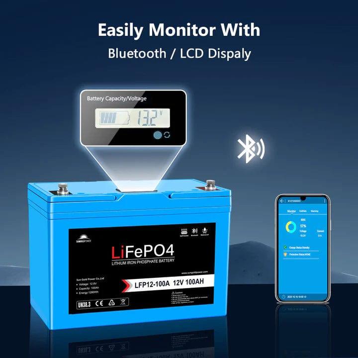 Ben's Discount Supply Solar Batteries 12V 100AH LiFePO4 Deep Cycle Lithium Battery / Bluetooth /Self-Heating / IP65 - Free Shipping!