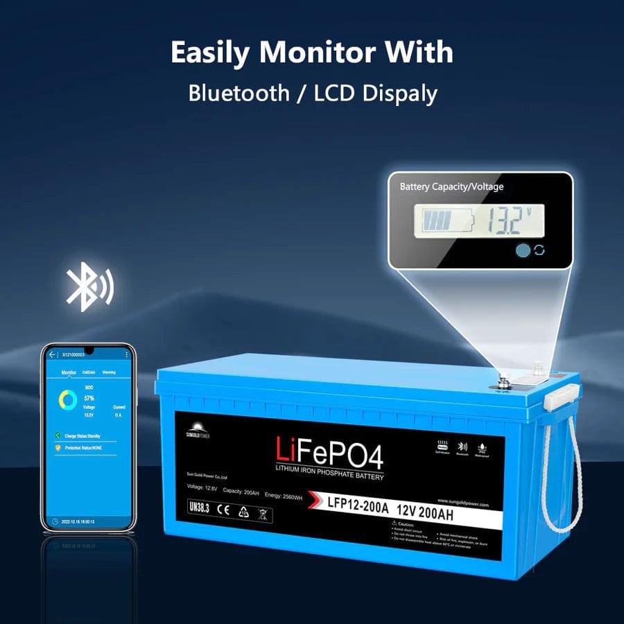 Ben's Discount Supply Solar Batteries 12V 200AH LiFePO4 Deep Cycle Lithium Battery / Bluetooth /Self-Heating / IP65 - Free Shipping!