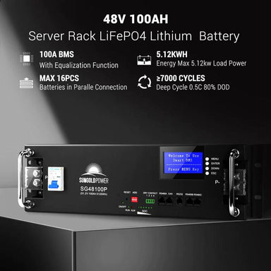 Ben's Discount Supply Solar Batteries 48V 100AH Server Rack LifePO4 Lithium Battery SG48100P - Free Shipping!