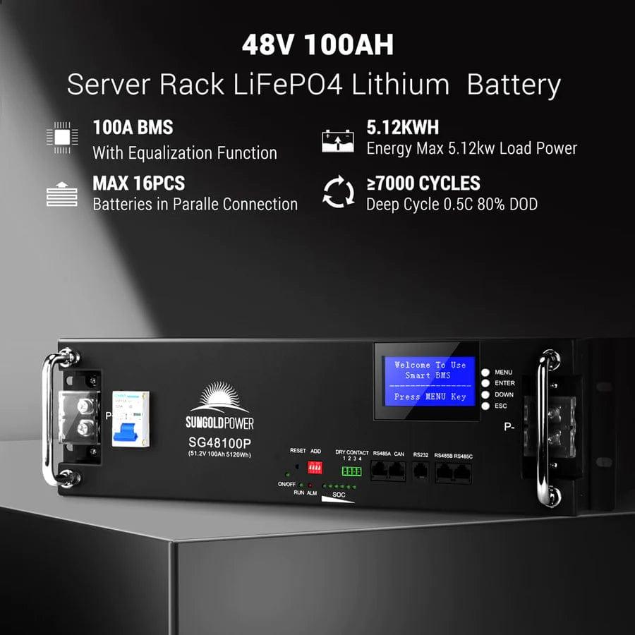 Ben's Discount Supply Solar Batteries 48V 100AH Server Rack LifePO4 Lithium Battery SG48100P - Free Shipping!