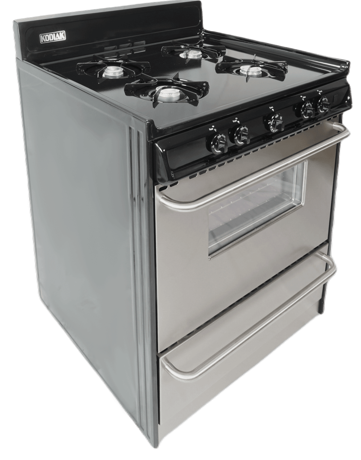 Ben's Discount Supply Propane Range /Stove Kodiak 30" Propane Range (Black w/Stainless Steel Front) Battery Ignition with Viewing Window TLM210-BPV