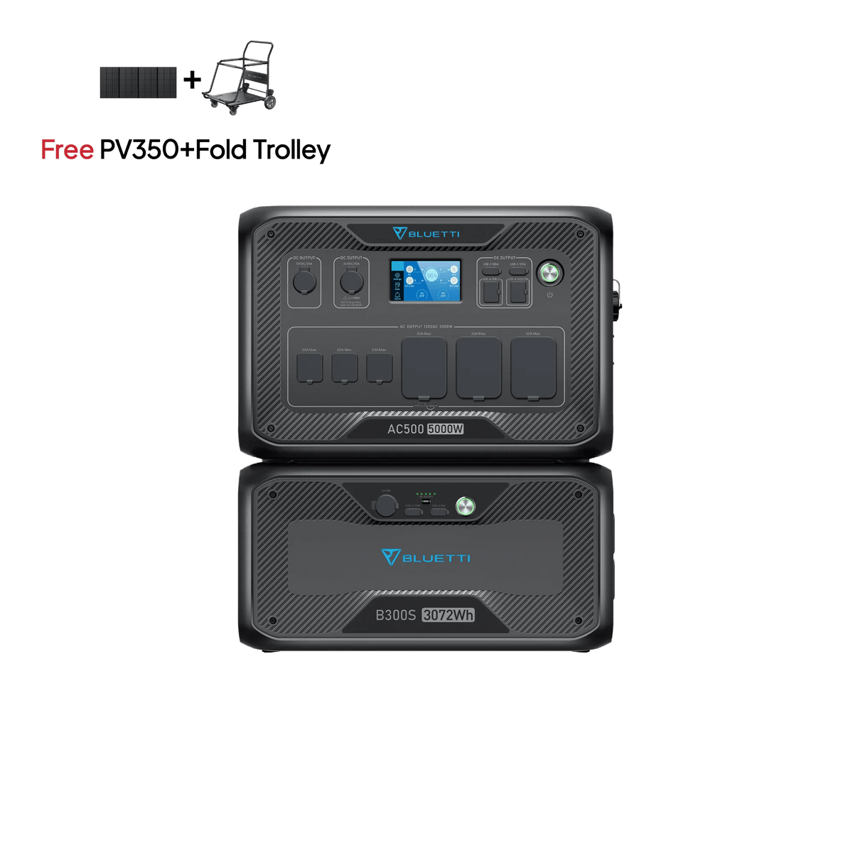 Bluetti Power Station AC500+B300S ( FREE PV350+TROLLEY ) | 5000W 3072Wh Power Kit Bluetti AC500 + B300/B300S | Home Battery Backup