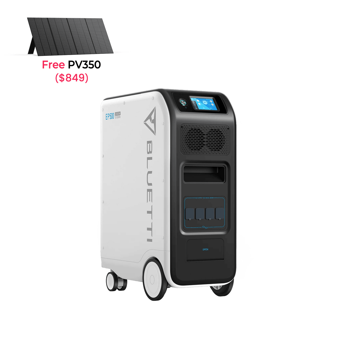 Bluetti Power Station EP500 ( FREE PV350) | 2000W 5120Wh 350W Solar Kit Bluetti EP500 Solar Power Station | 2,000W 5,120Wh