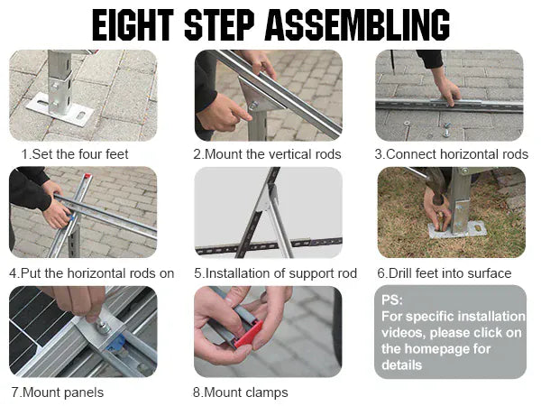 Eco-Worthy Mounting brackets Adjustable Solar Panel Mounting Brackets for 1–4 Pieces of 200W–400W Panels