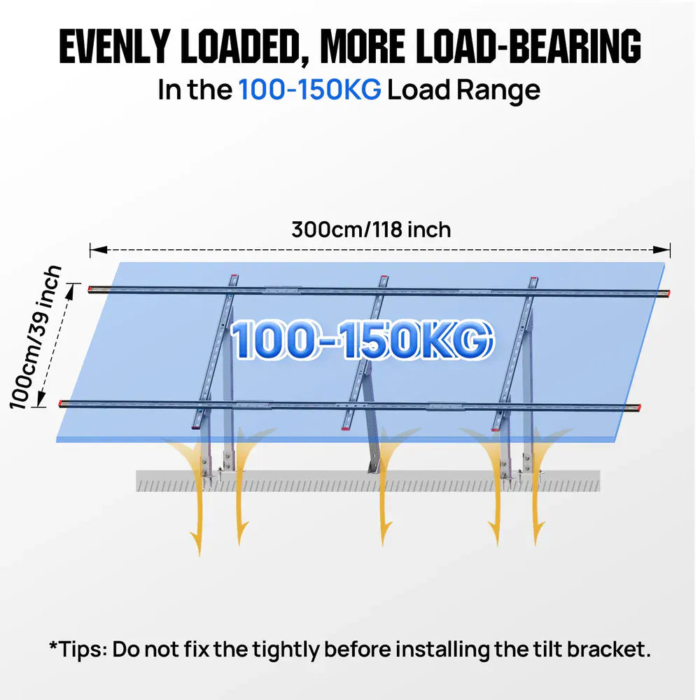 Eco-Worthy Mounting brackets Adjustable Solar Panel Mounting Brackets for 1–4 Pieces of 200W–400W Panels