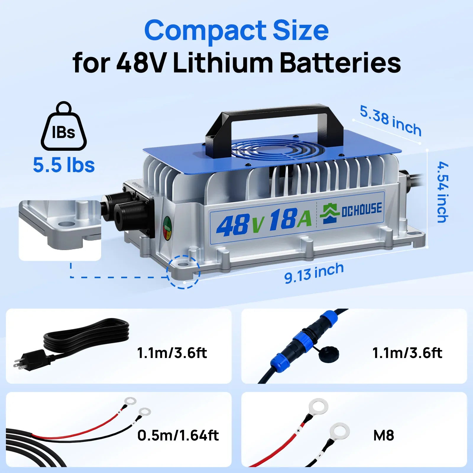 Eco-Worthy Chargers DC House 48V 18A AC-to-DC LiFePO4 Portable Battery Charger  In Store Offer Only