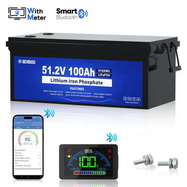 Eco-Worthy Solar Batteries DC House (Eco-Worthy) 48V 100Ah LiFePO4 Bluetooth Deep Cycle Battery