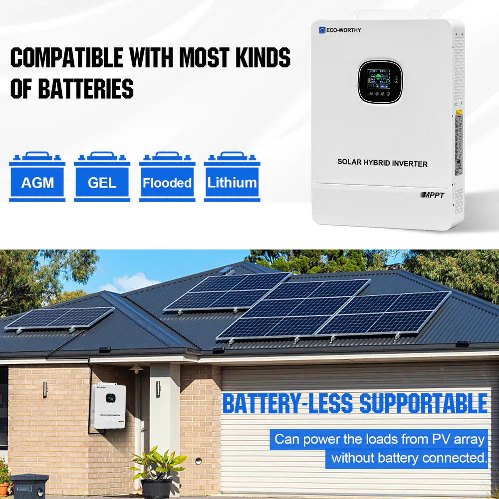 Eco-Worthy Solar Charge Controllers and Inverters Eco-Worthy 10KW Off-grid Inverter 48V 120V/240V Split Phase