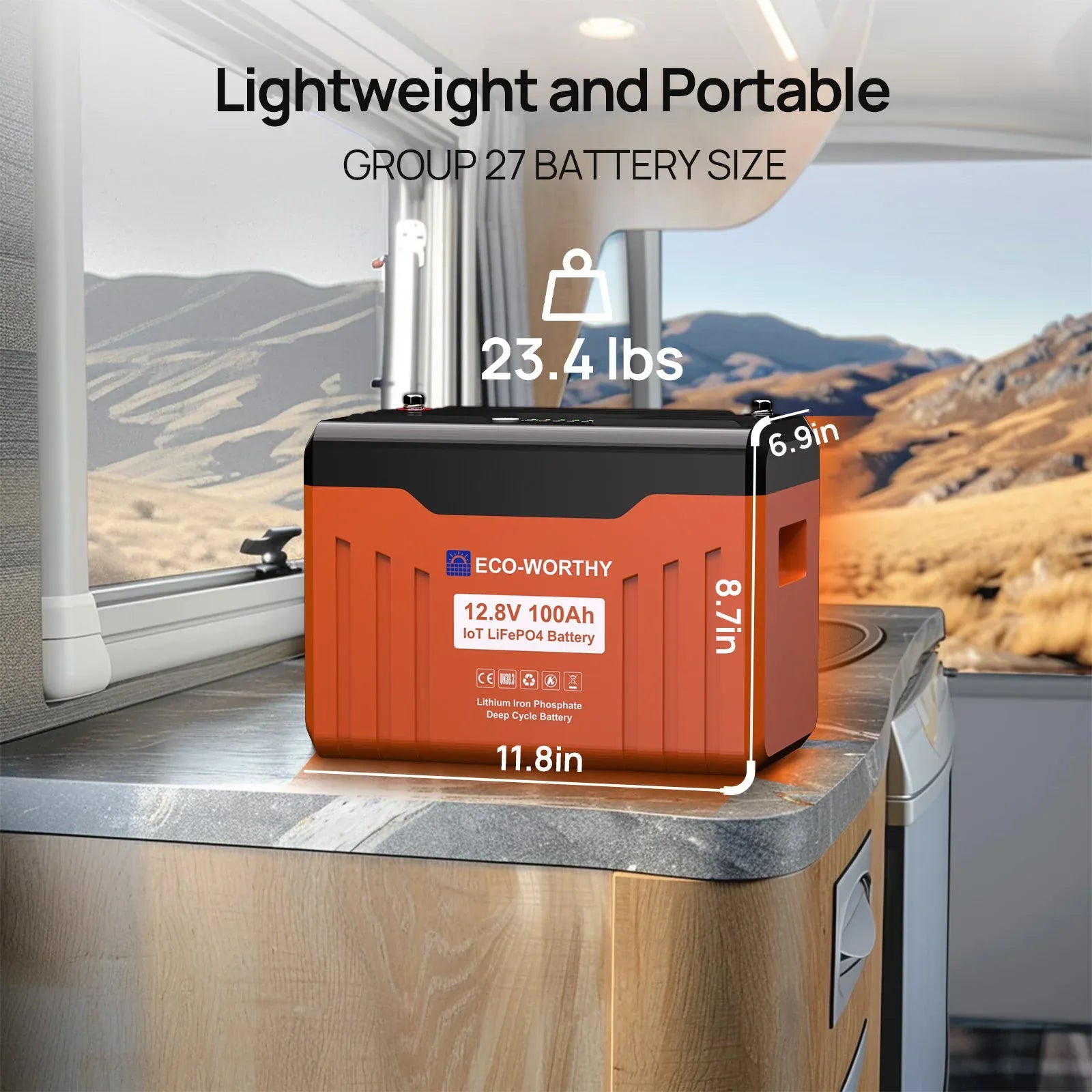 Eco-Worthy Solar Batteries Eco-Worthy 12V 100Ah LiFePO4 Lithium Battery with SOC Display