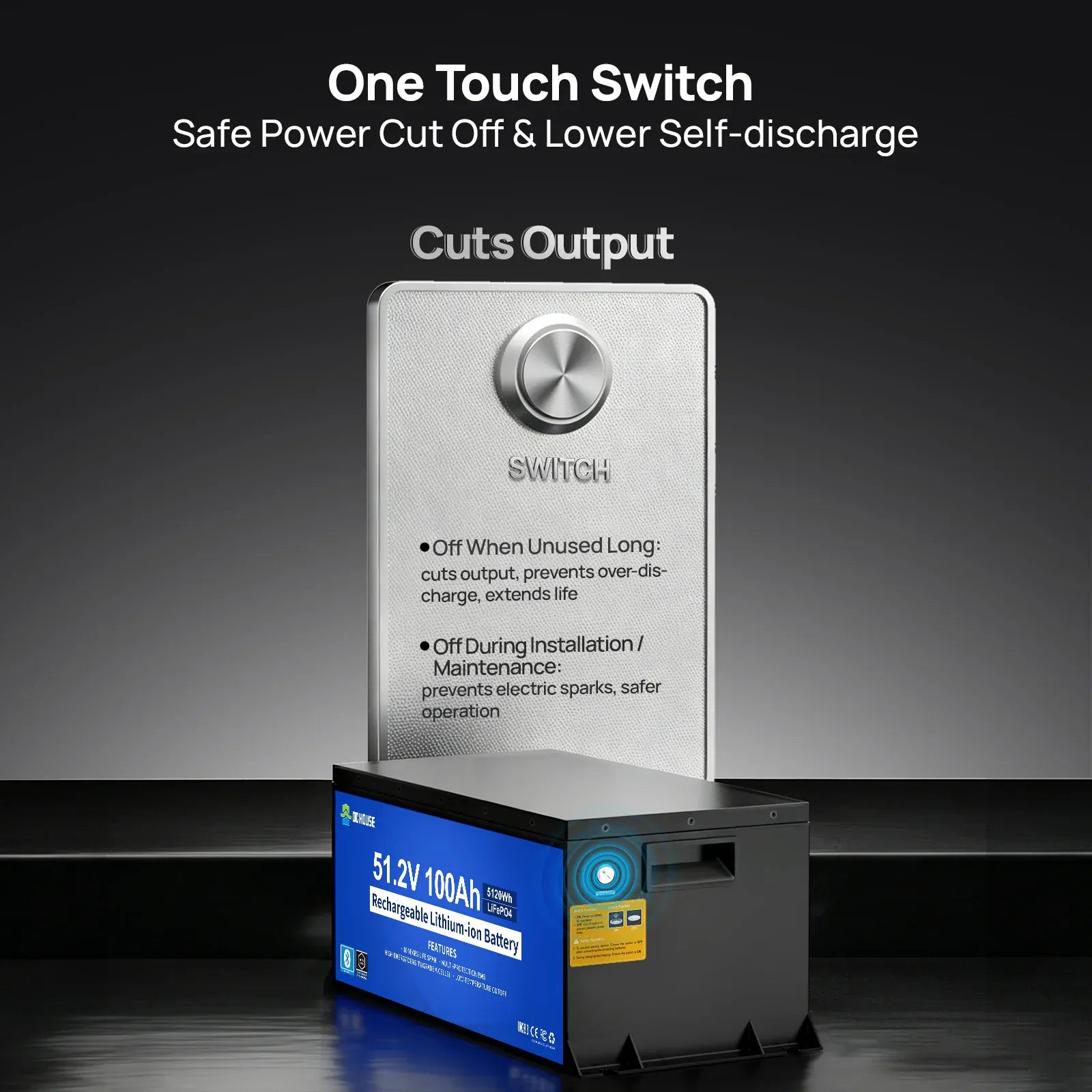 Eco-Worthy Solar Batteries Eco-Worthy 48V 100Ah LiFePO4 Metal Case Battery (Ideal for Golf Carts)