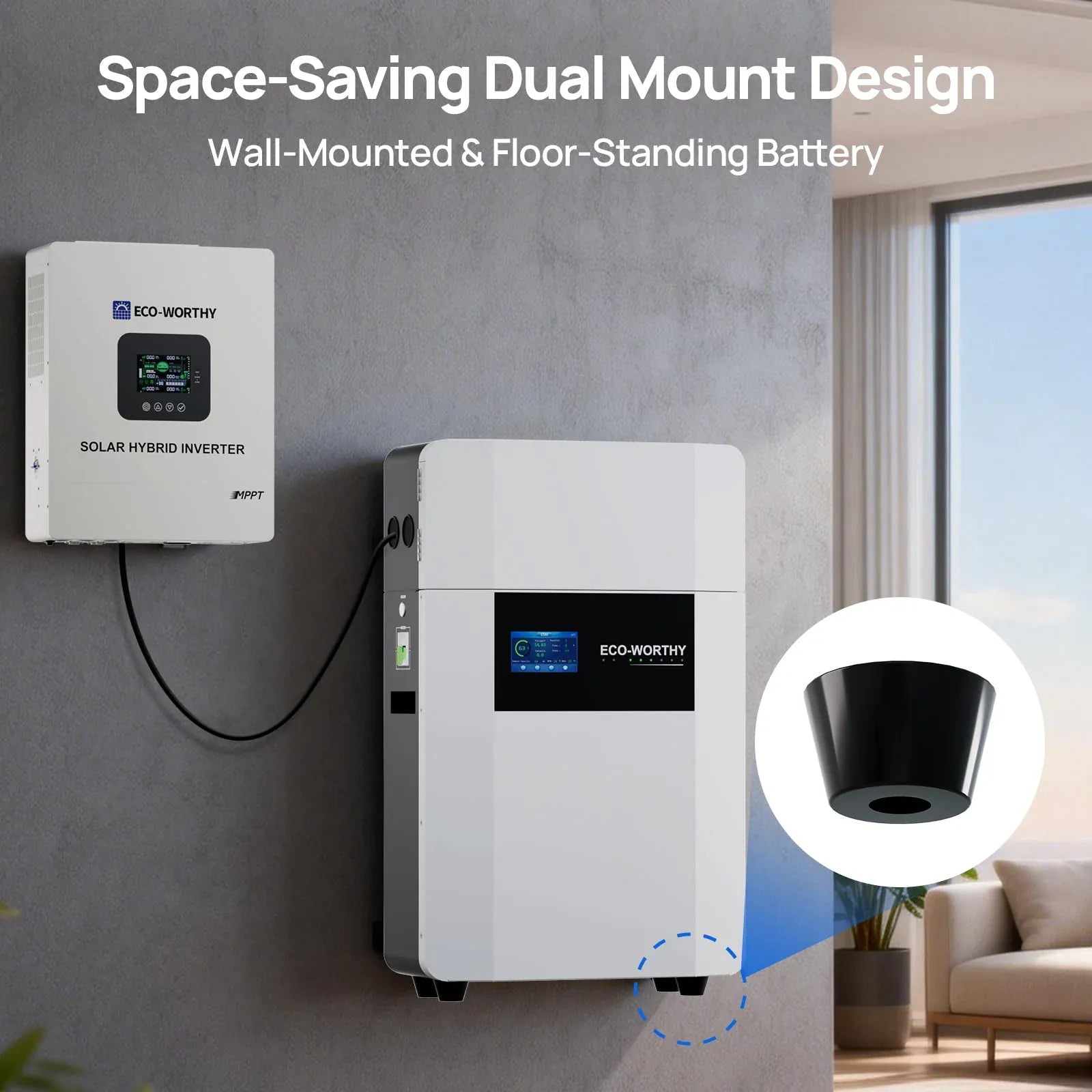 Eco-Worthy Solar Batteries Eco-Worthy 48V 100AH Wall-Mount Lithium Battery LiFePO4