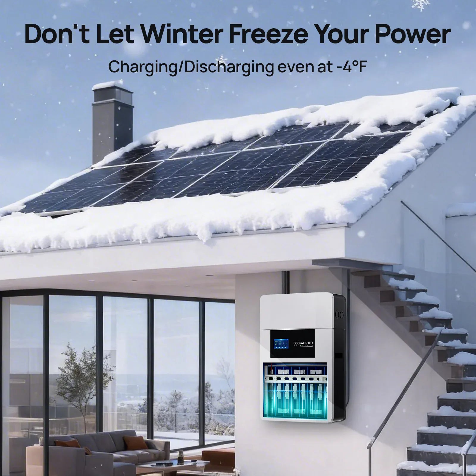 Eco-Worthy Solar Batteries Eco-Worthy 48V 100AH Wall-Mount Lithium Battery LiFePO4