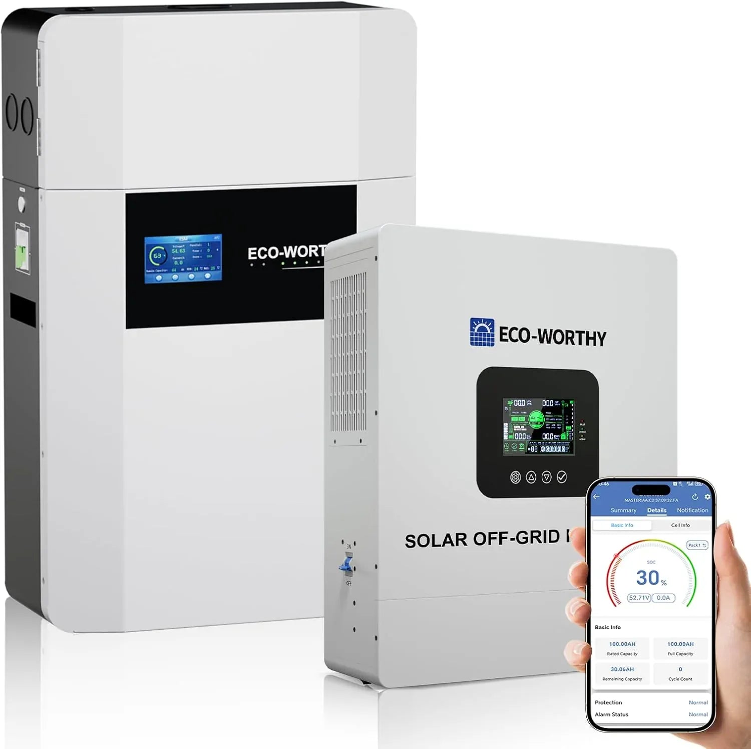 Eco-Worthy Solar Batteries 48V 100AH+5KW Inverter Bundle Eco-Worthy 48V 100AH Wall-Mount Lithium Battery LiFePO4