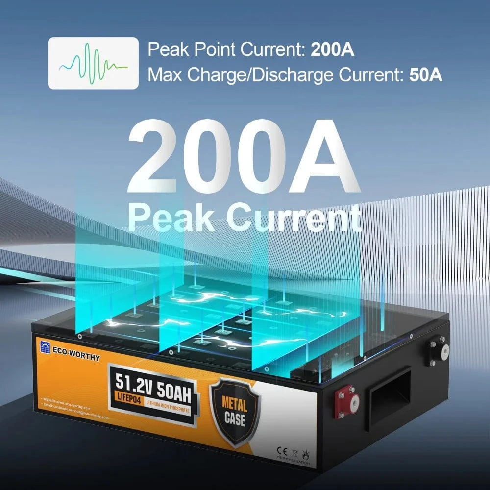 Eco-Worthy Solar Batteries Eco-Worthy 48V 50Ah Stackable LiFePO4 Battery