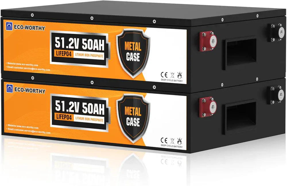 Eco-Worthy Solar Batteries 2 Pack Eco-Worthy 48V 50Ah Stackable LiFePO4 Battery