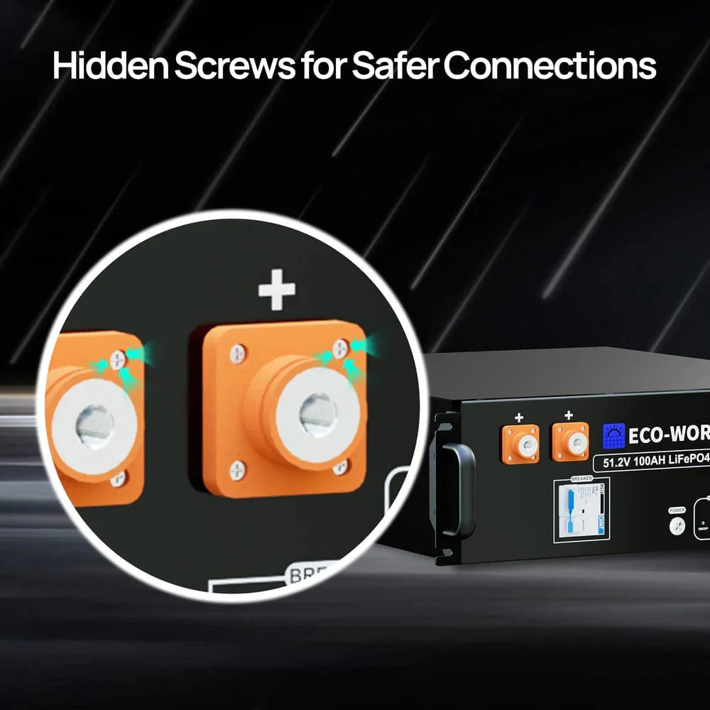 Eco-Worthy Solar Batteries Eco-Worthy 48V(51.2V) 100Ah Server Rack Battery,5.12kWh Lithium Battery,3U Size,With Bluetooth & Wifi( Version 3)