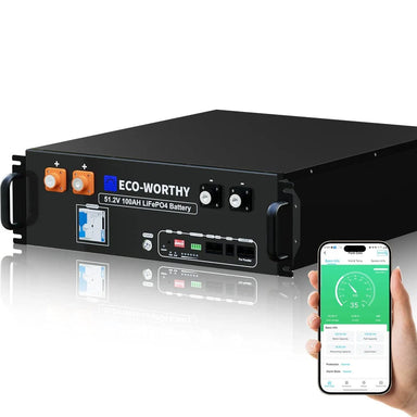 Eco-Worthy Solar Batteries Eco-Worthy 48V(51.2V) 100Ah Server Rack Battery,5.12kWh Lithium Battery,3U Size,With Bluetooth & Wifi( Version 3)