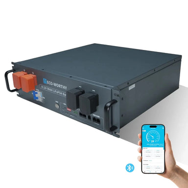 Eco-Worthy Solar Batteries ECO-WORTHY 48V(51.2V) 50Ah Server Rack Battery,2.56kWh Lithium Battery,3U Size,With Bluetooth & Wifi