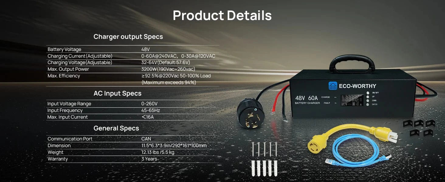 Eco-Worthy Chargers Eco-Worthy 48V 60A Battery Charger