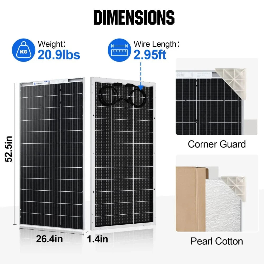 Eco-Worthy Solar Panels Eco-Worthy Bifacial 195W 12V Monocrystalline Solar Panel